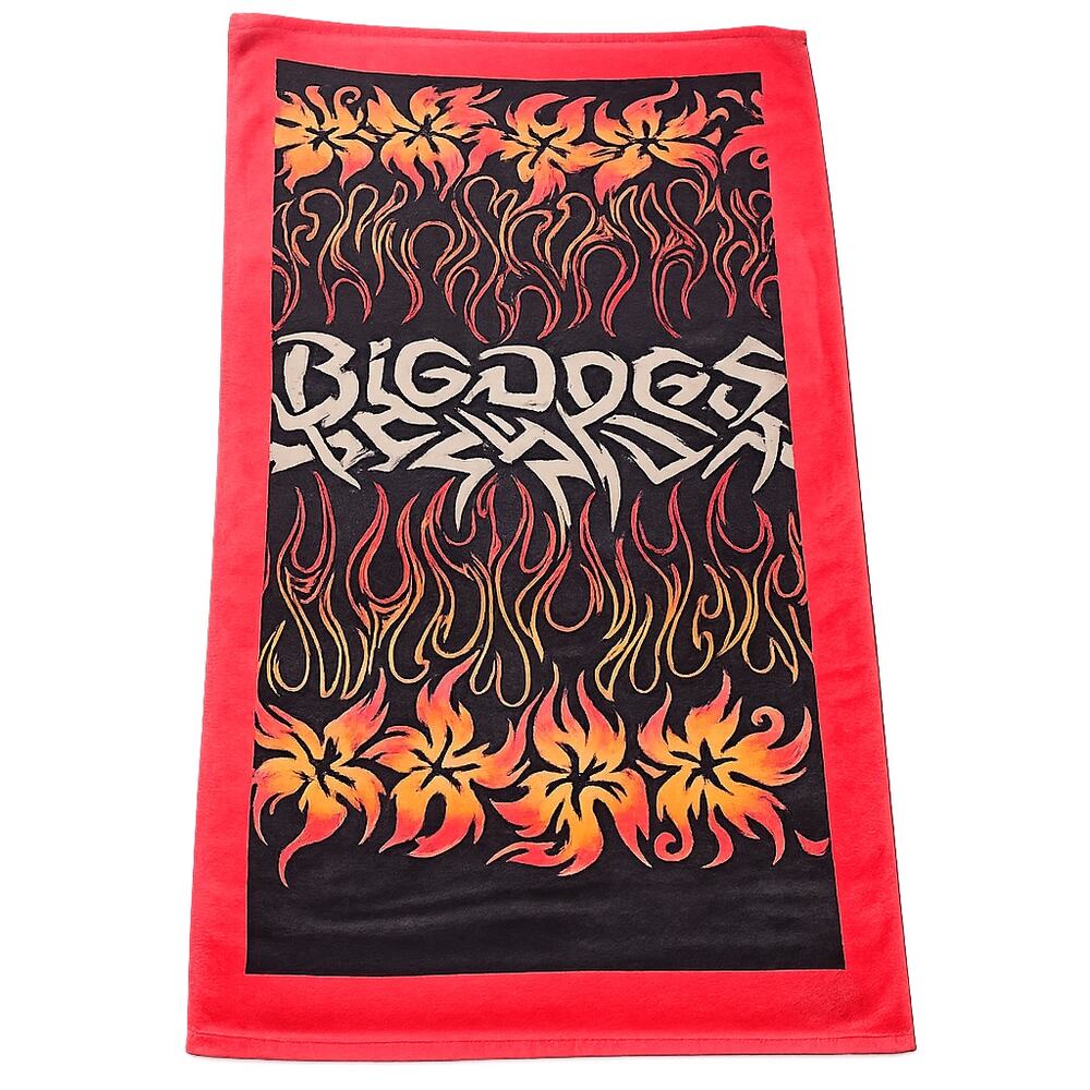 Vintage 2005 BIG DOGS Y2K Flame Beach Towel Streetwear Surf Skate Cotton XL